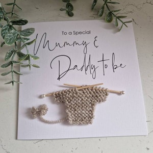 New Mum Dad to be Card for New Mummy & Daddy Mummy to be Card New Baby Card Baby Shower Handmade Knitted Jumper Congratulations image 7