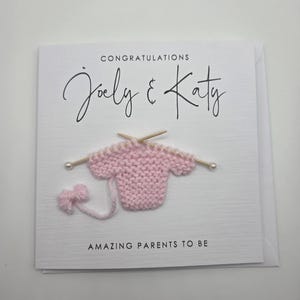 Personalised Parents to be Card for New Mummy & Daddy Mummy to be Card New Baby Card Baby Shower Gift Handmade Knitted Jumper Congratulation image 4