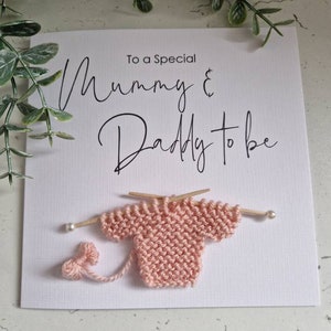 New Mum Dad to be Card for New Mummy & Daddy Mummy to be Card New Baby Card Baby Shower Handmade Knitted Jumper Congratulations image 4