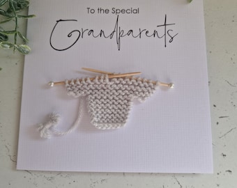 New Grandparents | Card for New Grandparents | Nanny Grandad Card | New Baby Card | Handmade | Knitted Jumper | Grandchild | Congratulations