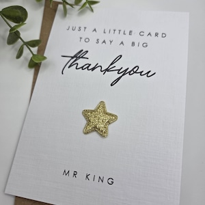 Teacher Thank You Card for Teacher, Personalised Teacher Thank You Card, Star Thank You Card, End of Term Card, Thank You Card for Him Her