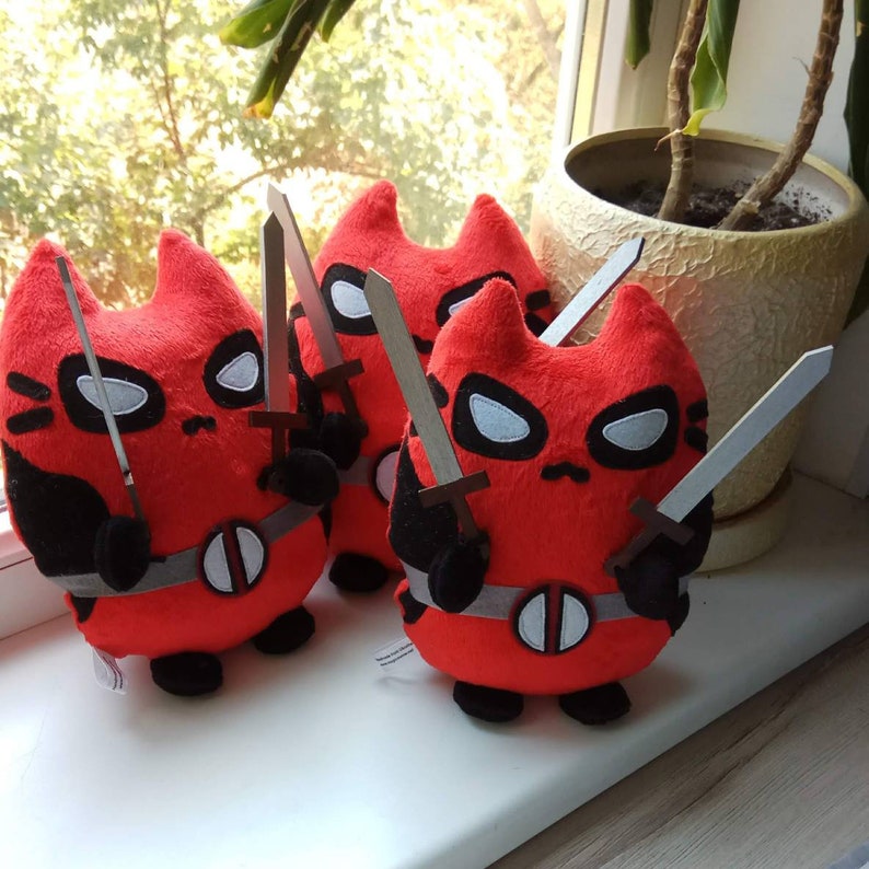 Pusheen Deadpool Cat DeadPool Deadpool toy monster toy Etsy