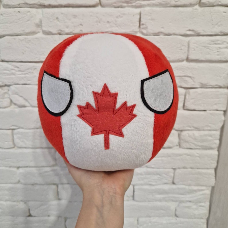 Ukrainian flag, Poland Flag, Canadian flag, plush flag, Ukraine, Ukrainian artist, handmade plush, flag ball, plush ball flag Canada