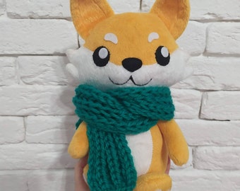 Peluche volpe fatto a mano con sciarpa