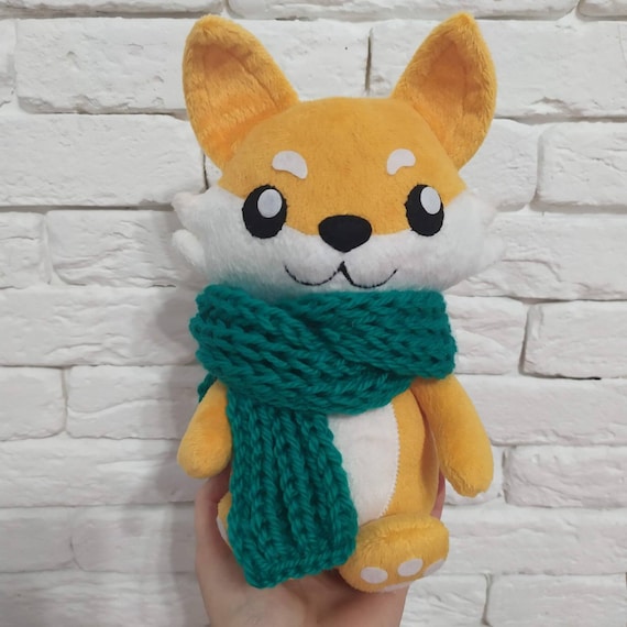 ハンドメイド ぬいぐるみ キツネ スカーフ付き手作りキツネのぬいぐるみ - Etsy 日本