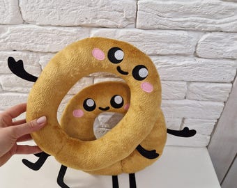  ベーグル　ぬいぐるみ かわいい小さなベーグルのぬいぐるみ、かわいい食べ物枕、遊び食べ物