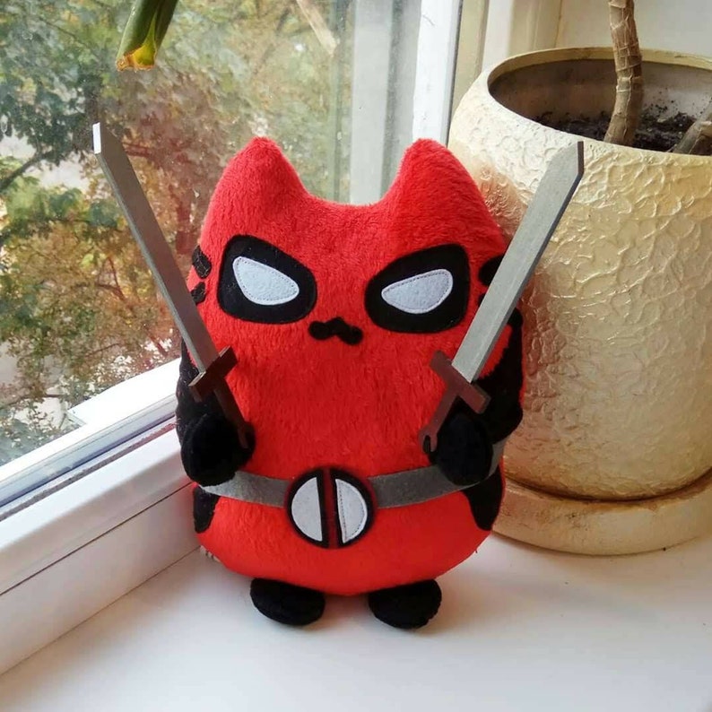 Pusheen Deadpool Cat DeadPool Deadpool toy monster toy Etsy