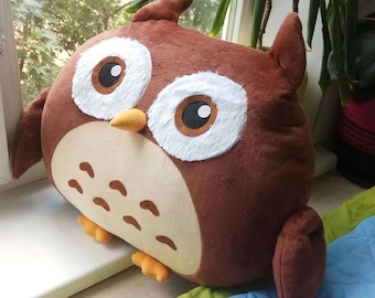 Plush pillow Owl, Big owl, plush owl, Artisan interior toy, stuffed cat, kitty toy, kawaii, interior toy, plushie owl, Stand with Ukraine