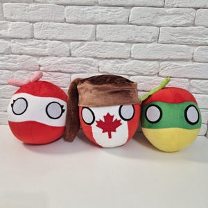 Country ball, Ukrainian flag, Poland Flag, Canadian flag, plush flag, Ukraine, Ukrainian artist, handmade plush, flag ball, plush ball flag