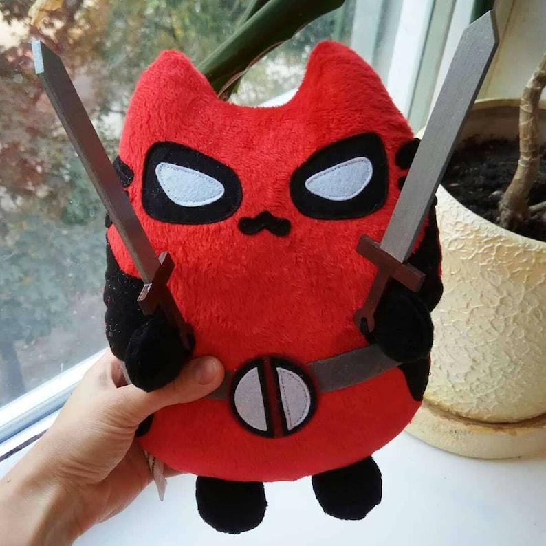 Pusheen Deadpool Cat DeadPool Deadpool toy monster toy Etsy