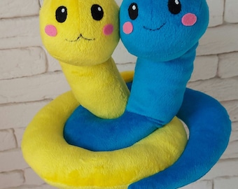 Python Plushie, Python Plüsch, Python Plüschtier, Python Spielzeug, Ukrainische Flagge, Ständer mit Ukraine, Plüsch Schlange