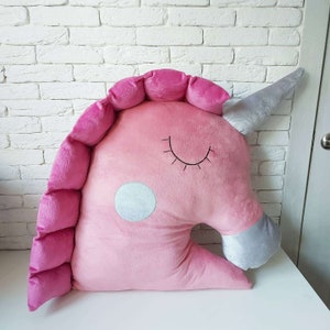 Handmade Plush Unicorn Pillow: Kids Room Decor