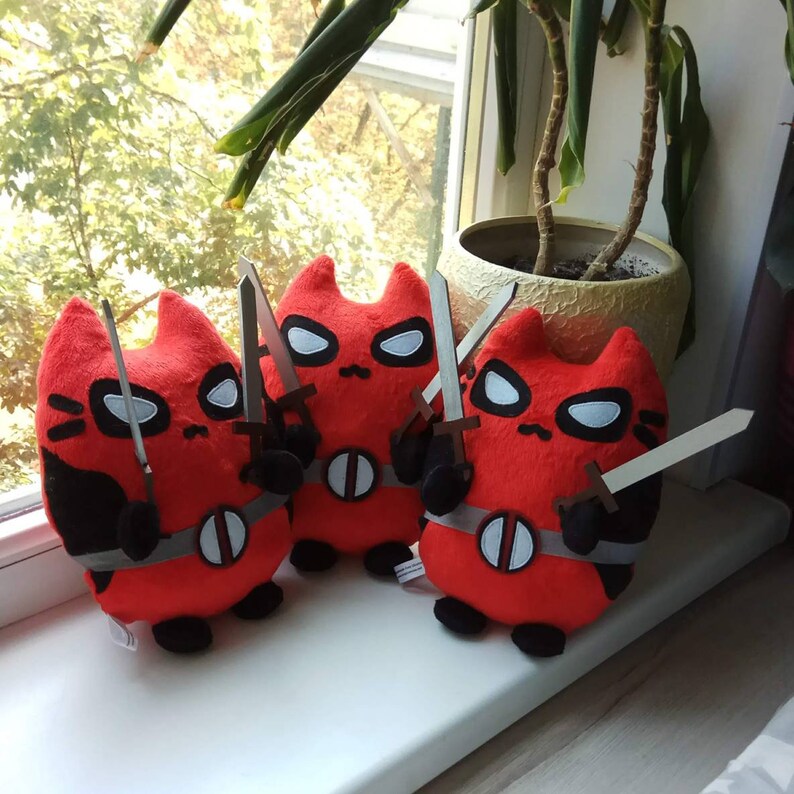 Pusheen Deadpool Cat DeadPool Deadpool toy monster toy Etsy