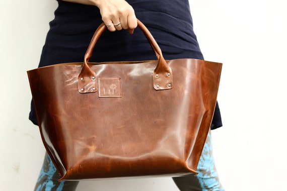 leather tote bag etsy