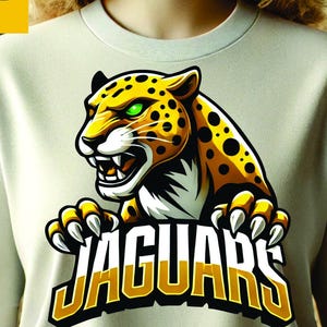 Jaguars Mascot PNG – Fierce Leopard-Style Cat Logo for DTF, DTG, Sublimation Printing