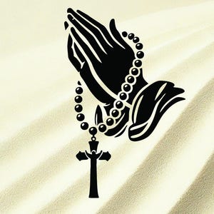 Praying Hands with Rosary SVG – Faith & Spiritual Clipart (SVG, PNG), T-Shirt Design, digital