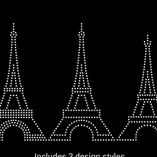 Eiffel tower 3 styles rhinestone template digital download, svg, eps, png, dxf