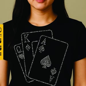 Cartes de poker strass modèle SVG | Design As, Roi, Reine, Cartes à jouer PE10 | Téléchargement numérique DXF PNG pour Cricut Silhouette