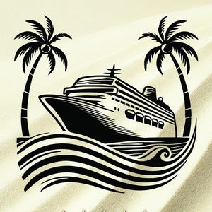Kreuzfahrtschiff Tropisch entkommen - Nautische Ferien Digital Design ( (SVG, PNG), T-Shirt Design, digital