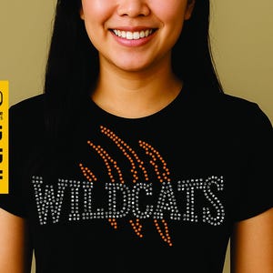 Wildcats Rhinestone Design – Claw Scratch Mascot SVG PNG Dxf for DIY Iron-On, Spirit Wear, School Pride, Sports Team Bling Template