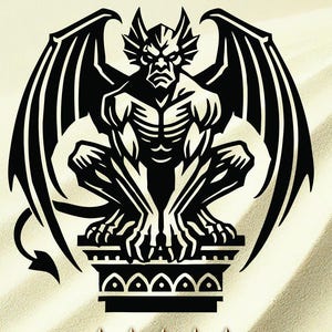 Gargoyle Guardian – Gothic Creature Digital Design  (SVG, PNG), T-Shirt Design, digital