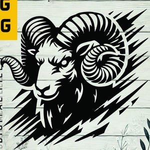 Ram Maskottchen SVG | Fierce Gehörntes Tier Logo (Schnittdatei)