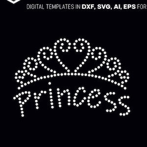 Princess Rhinestone Tiara Template | SVG DXF PNG File | Girl Shirt Cricut Design