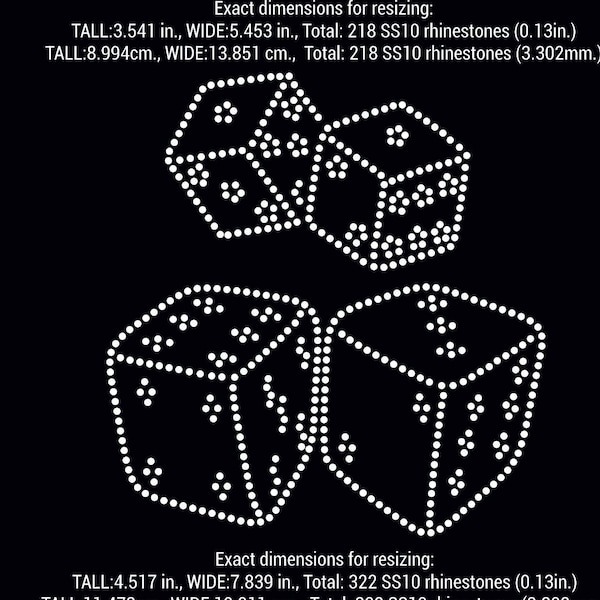 2 larger Dices, dice rhinestone template digital download, svg, eps, png, dxf