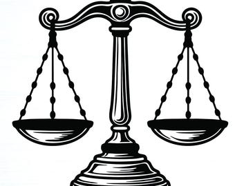 Bilancia della giustizia SVG: clipart avvocato, simbolo legale (file digitale)