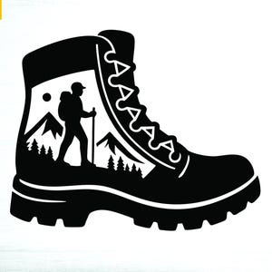 Botas de senderismo SVG / Clipart de aventura en la montaña (Descarga digital)