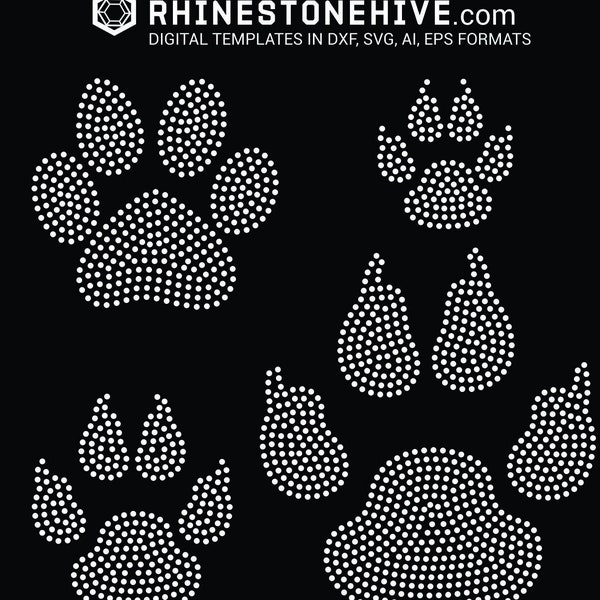 Paw, dog paw rhinestone template digital download, svg, eps, png, dxf