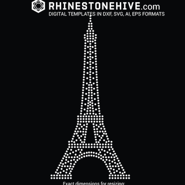 Paris Eiffel Tower rhinestone template digital download, svg, eps, png, dxf