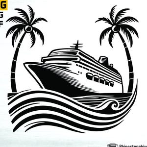 Diseño SVG de crucero tropical: diseño de vacaciones náuticas (descarga digital)