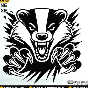 獰猛なアナグマのマスコットSVG | 爪を立てる動物のグラフィック（デジタルダウンロード）