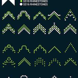 10 Cheer Bow Rhinestone Templates, ss10 and ss16 size rhinestones, V tail, 2 inch, various  patterns, digital download, svg,eps,png,dxf