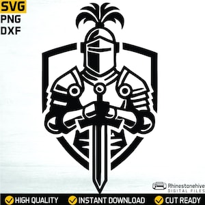 Chevalier mascotte SVG | Clipart guerrier médiéval pour Cricut