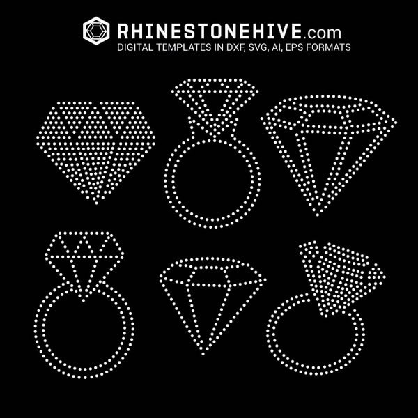 Diamanten, Ringe, Hochzeit Strass Vorlage digitaler Download, Svg, Eps, Png, Dxf