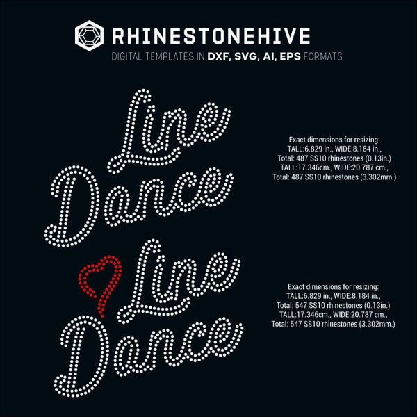 Line Dance Strass Vorlage digitaler download, svg, eps, png, dxf