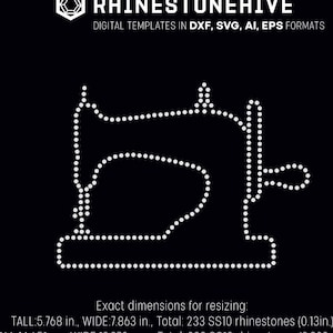 Sewing Machine Rhinestone Template, Rhinestone Digital Download, Svg ...