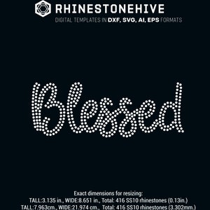 Blessed rhinestone template digital download, svg, eps, png, dxf rhinestone template