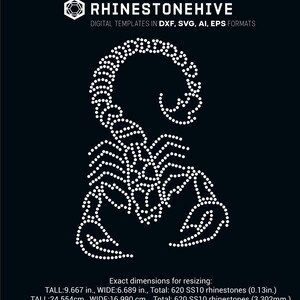 Scorpio  rhinestone template digital download, svg, eps, png, dxf