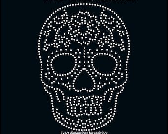 Suiker schedel strass sjabloon digitale download, svg, eps, png, dxf