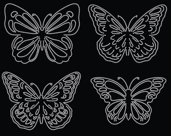 4 große Schmetterlinge Strass Vorlage digitaler Download, svg, eps, png, dxf