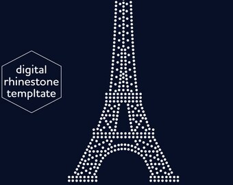 eiffel tower rhinestone template digital download svg eps etsy