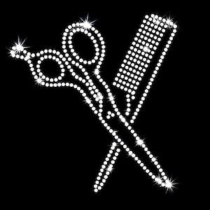 Haar Stylist Strass SVG | Schere und Kamm Vorlage für Cricut, Silhouette | Salon Bling Design