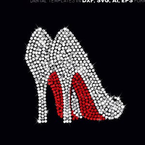 Rhinestone High Heel SVG – Red Bottom Stiletto Shoe Bling Design (Digital Download)