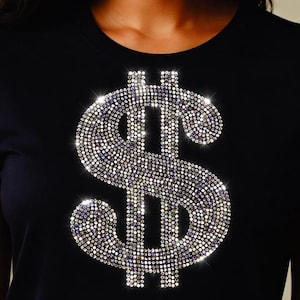 Mall för dollartecken med strass | SS10 SVG PNG DXF (digital nedladdning)
