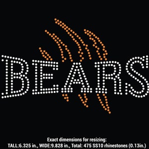 BEARS with scratches, claws Rhinestone Templates, cheerleader, fan, leotard, gradient fill rhinestone digital download, svg, png, dxf