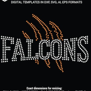 FALCONS with scratches, claws Rhinestone Templates, cheerleader, fan, leotard, gradient fill rhinestone digital download, svg, png, dxf