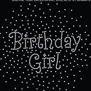 Birthday Girl Rhinestone Template | SS10 Hotfix SVG Cut File | Bling Design for Shirts, Tumblers, Cricut & Silhouette